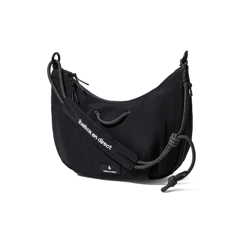 LIVEBOX EN DIRECT Nylon Crossbody Bag Shoulder Bag Dumpling Bag Small Size Unisex Black/Khaki-4