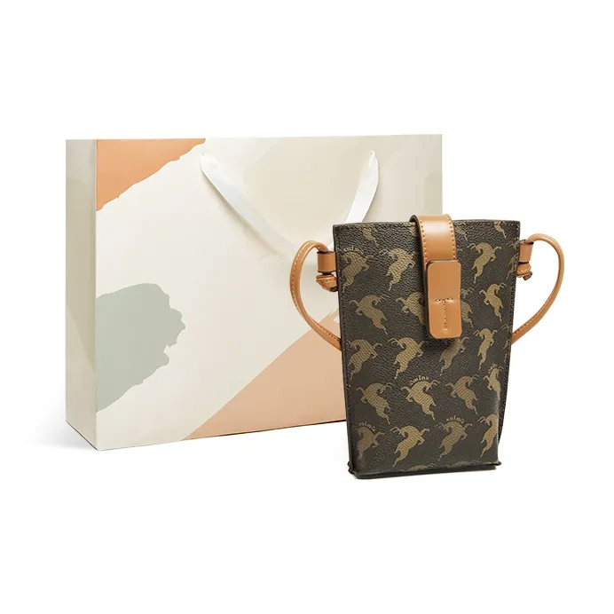 15 MINS PVC Cell Phone Pouch Crossbody Bag Small Bag Women's Bag Regular Women's Coffee/Beige Yellow-0