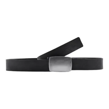 ZARA Textured Effect Plate Buckle Cow Leather Leather Belts Men's Black