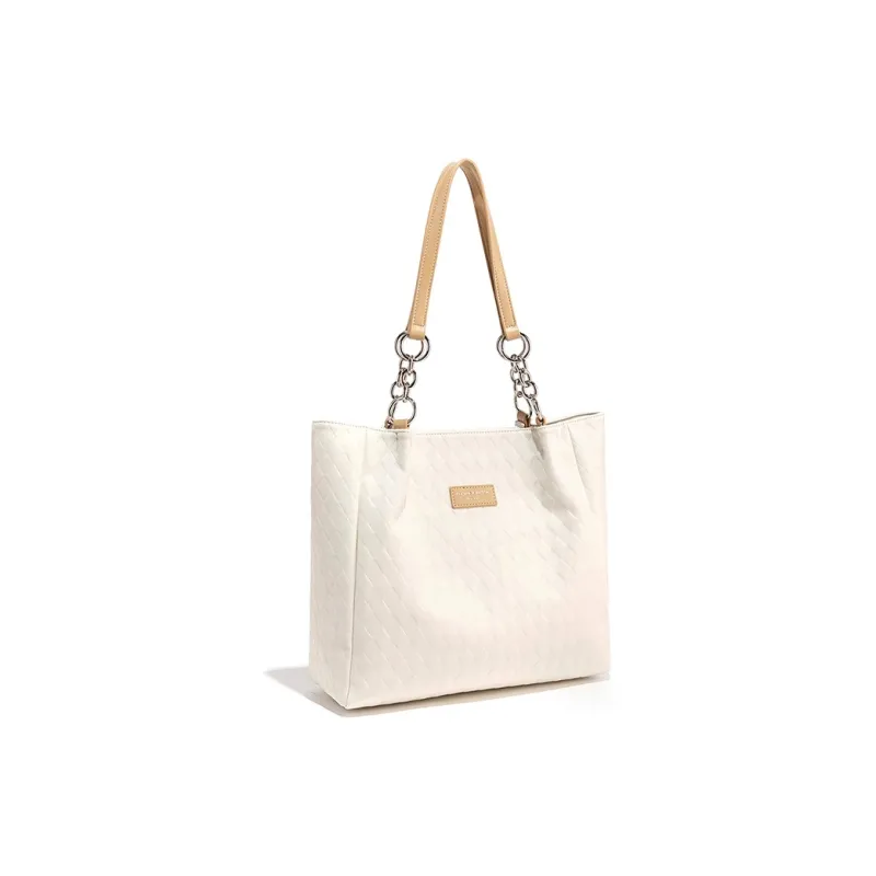 CLEVER& KETCH PU Shoulder Bag Tote Women's Ecru/Black-1