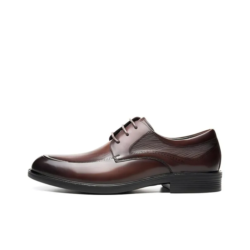 AOKANG Dress Shoes Men Low Top Black/Brown-6
