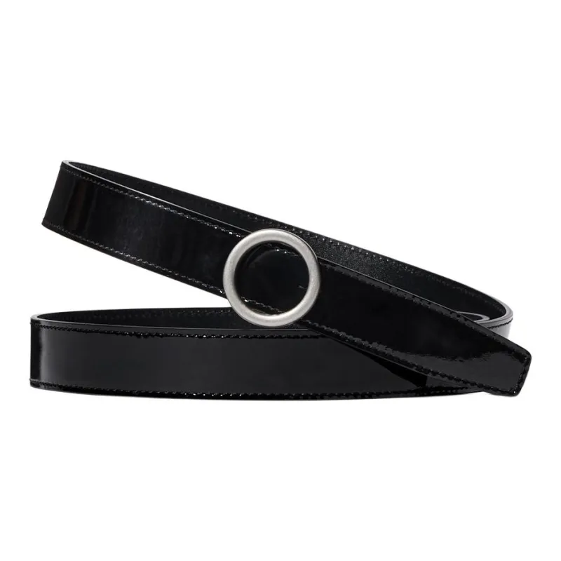 UNIQLO Solid Color Design Smooth Buckle Cow Leather Leather Belts Women's Multicolor Width 2.4CM-2