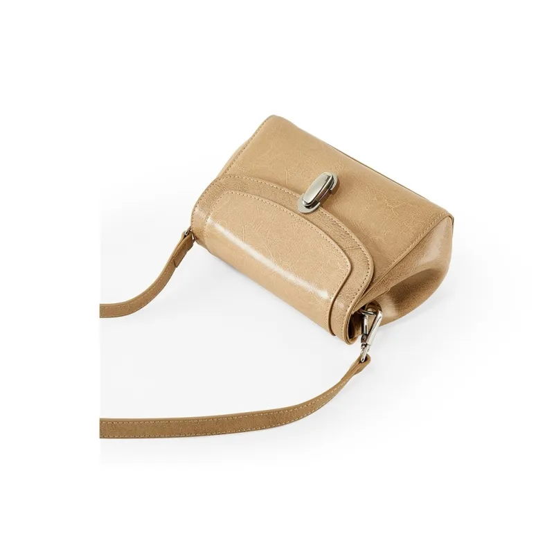Teenmix Cow Leather With Synthetic Leather Underarm Shoulder Bag, Crossbody Bag Trumpets Women's Black/White/Khaki-13