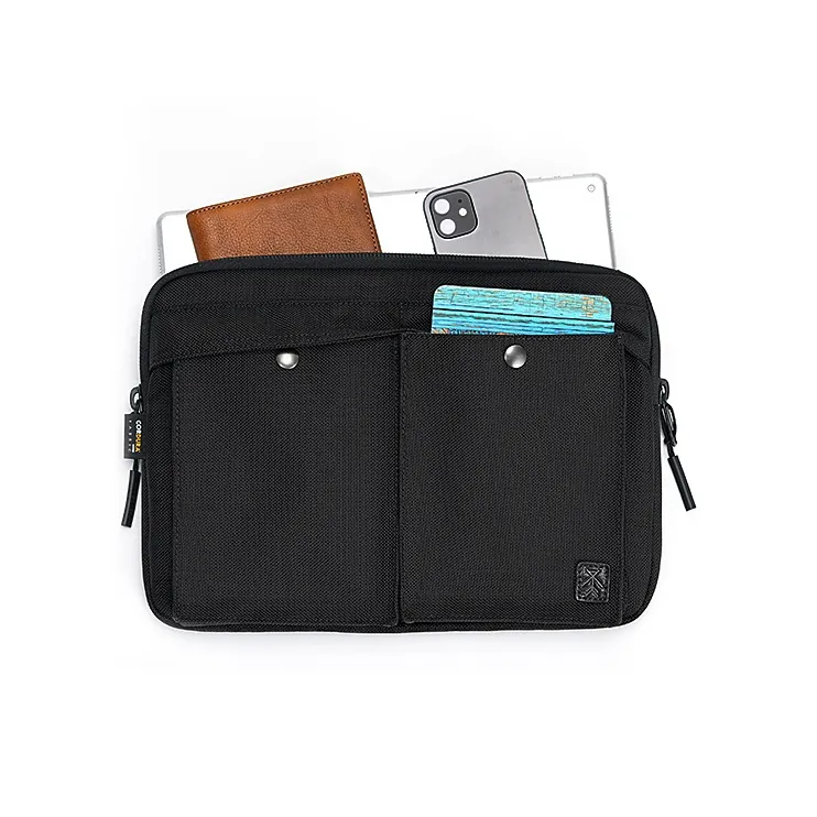 DOSRFINI Nylon Handheld Crossbody Bag Men's Black-4
