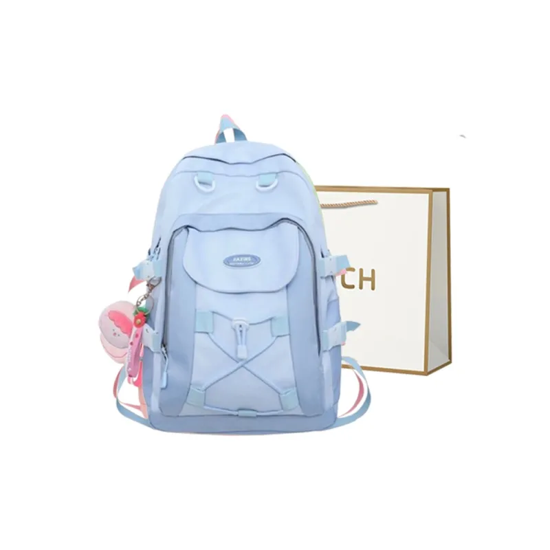 BRINCH Nylon Backpack Regular Women's Ecru/Black/Green/Blue/Brown-5