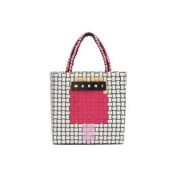 MARNI Basket Series Polypropylene Blended Cotton One Shoulder Handbag Mini Women's White