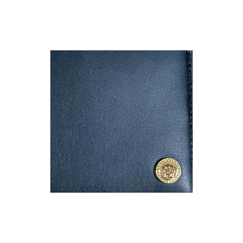 VERSACE Leather Wallet Men's Blue Black-3