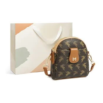 15 MINS PVC Cell Phone Pouch Women's Coffee/Beige Yellow