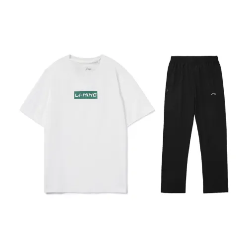 LINING Casual Sportswear Men Set Ivory+Black