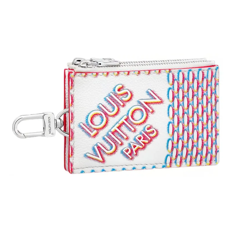 LOUIS VUITTON Double Zipped Card Holder White Damier Spray-0