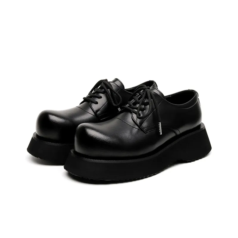 Zuogedu Fashionable Versatile Casual Shoes Oversized Trendy Derby Shoes Men's Black-2