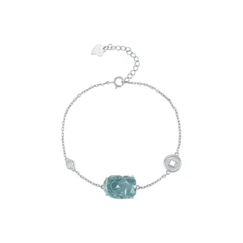 Long Fu Ice Glutinous S925 Silver Plated Bracelet With Accents Unisex