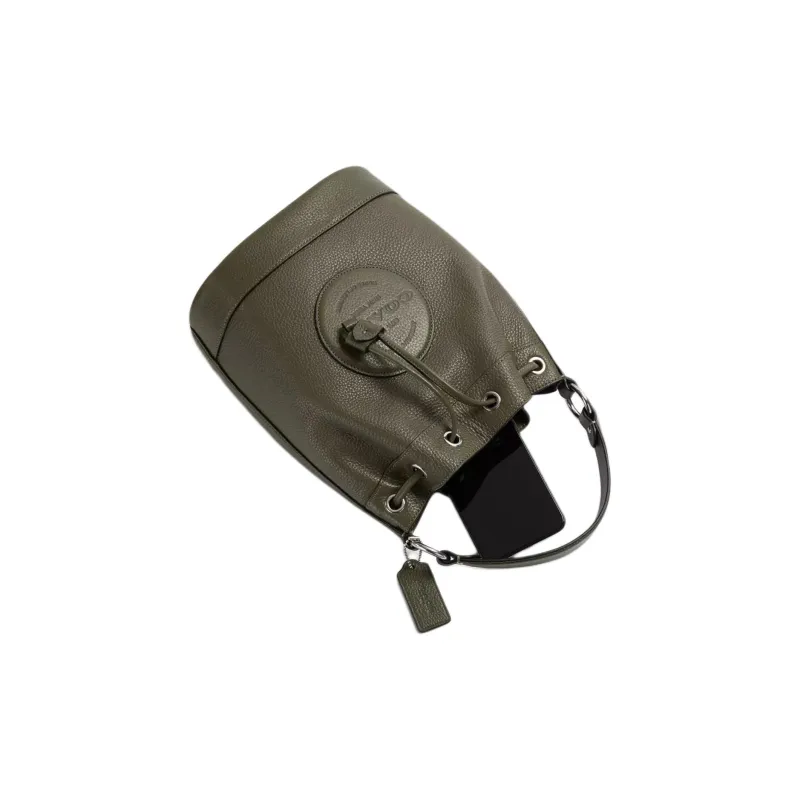 COACH Dempsey Leather Bucket Bags Shoulder Bag Crossbody Bag Handbag Small Size Women's Olive Green-3