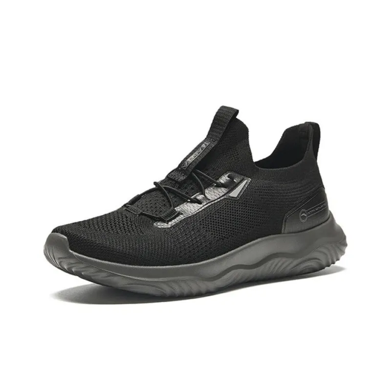 Anta Cushioned Slip-Resistant Low-Top Running Shoes Men's Basic Black-1