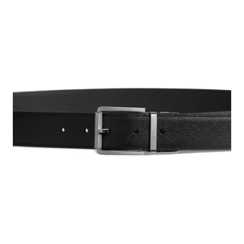 Dunhill Solid Color Design Pin Buckle Cowhide Split Leather Belts Men's Black Width 3.5CM-2