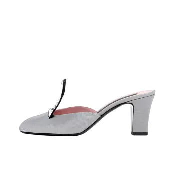 Les Petits Joueurs Closed Toe Slippers 7cm Women's Silver