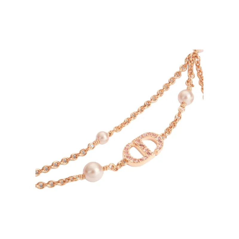 DIOR Resin Metal Faux Crystal Necklaces Women's Rose Gold-1
