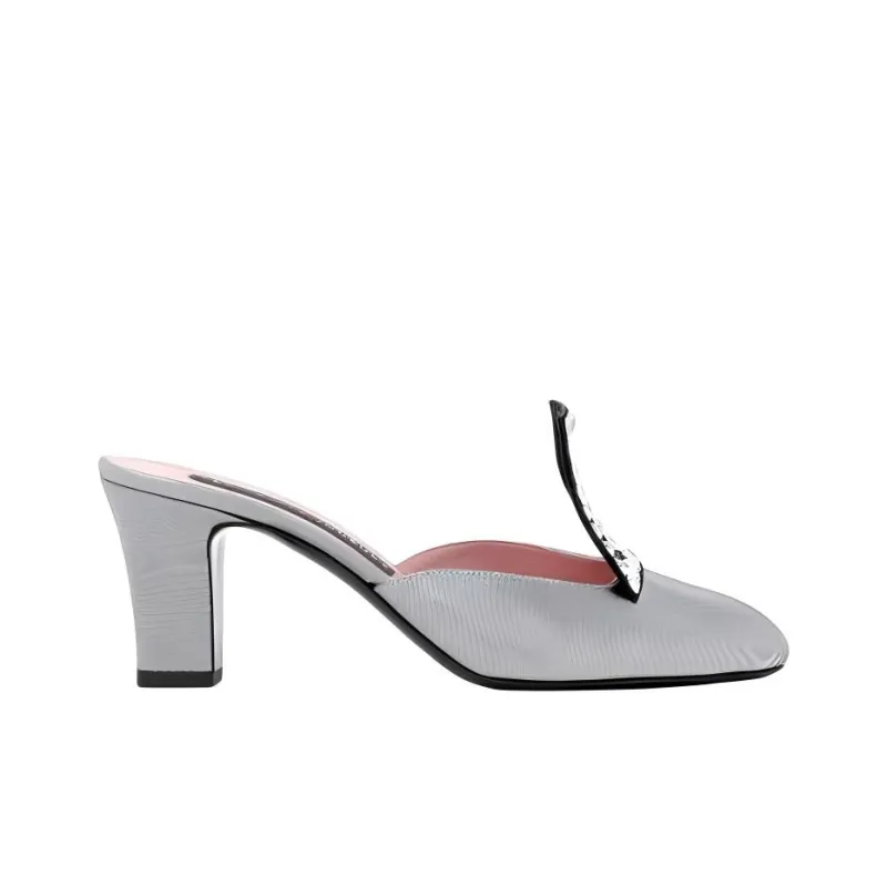 Les Petits Joueurs Closed Toe Slippers 7cm Women's Silver-1