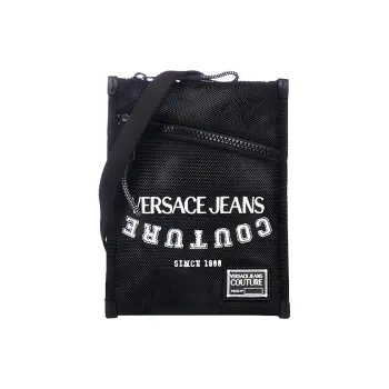 VERSACE JEANS COUTURE Polyester Cell Phone Pouch, Crossbody Bag Trumpets Men's Black