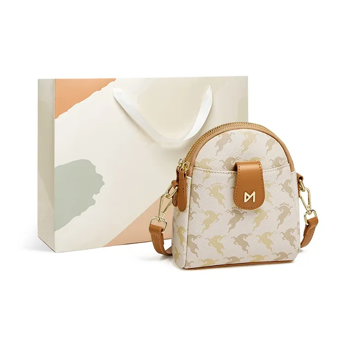 15 MINS PVC Cell Phone Pouch Women's Coffee/Beige Yellow-4