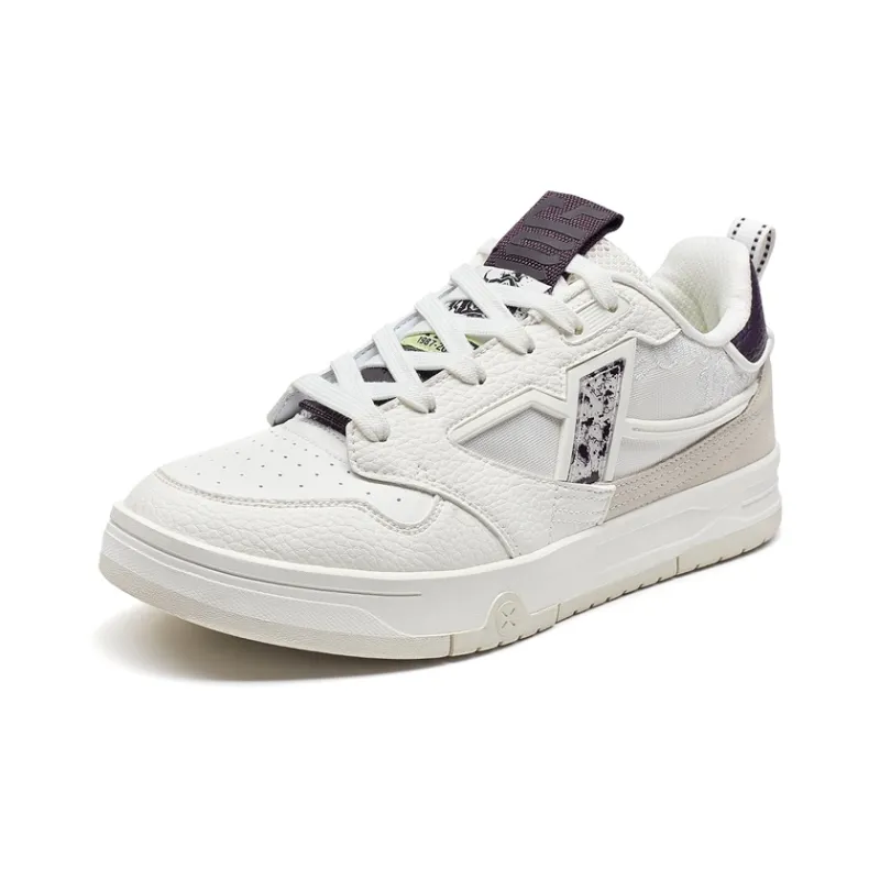 XTEP Breakdance Lightweight Low Top Skateboard Shoes Men's Sail White/Dark Plum Sauce/Tea White-2