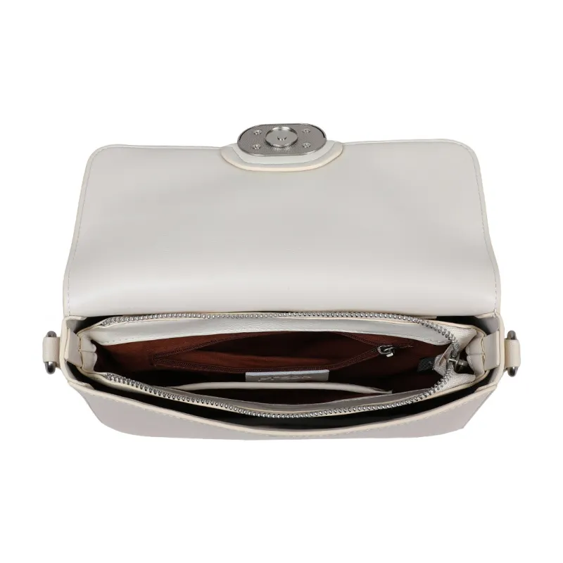PT'SON Cow Leather With Synthetic Leather Shoulder Bag Women's Ecru/Cream Apricot-4