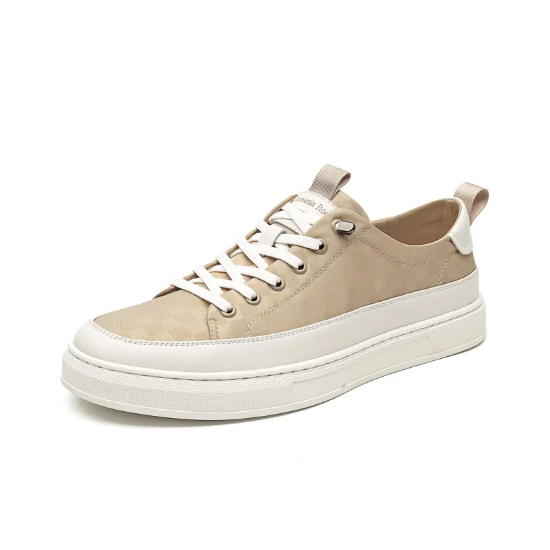 OCEANIA ROO Slip on Height Increasing, Lightweight, Breathable, Slip Resistant Low Top Skateboard Shoes Men's Khaki-1