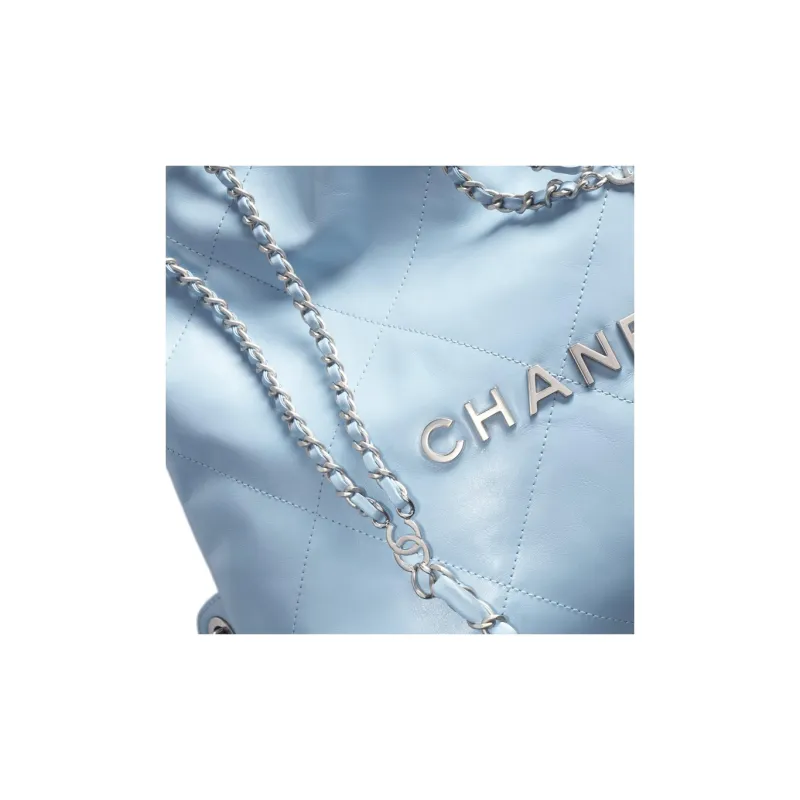 CHANEL Calfskin Backpack Trumpets Women's Light Blue-2