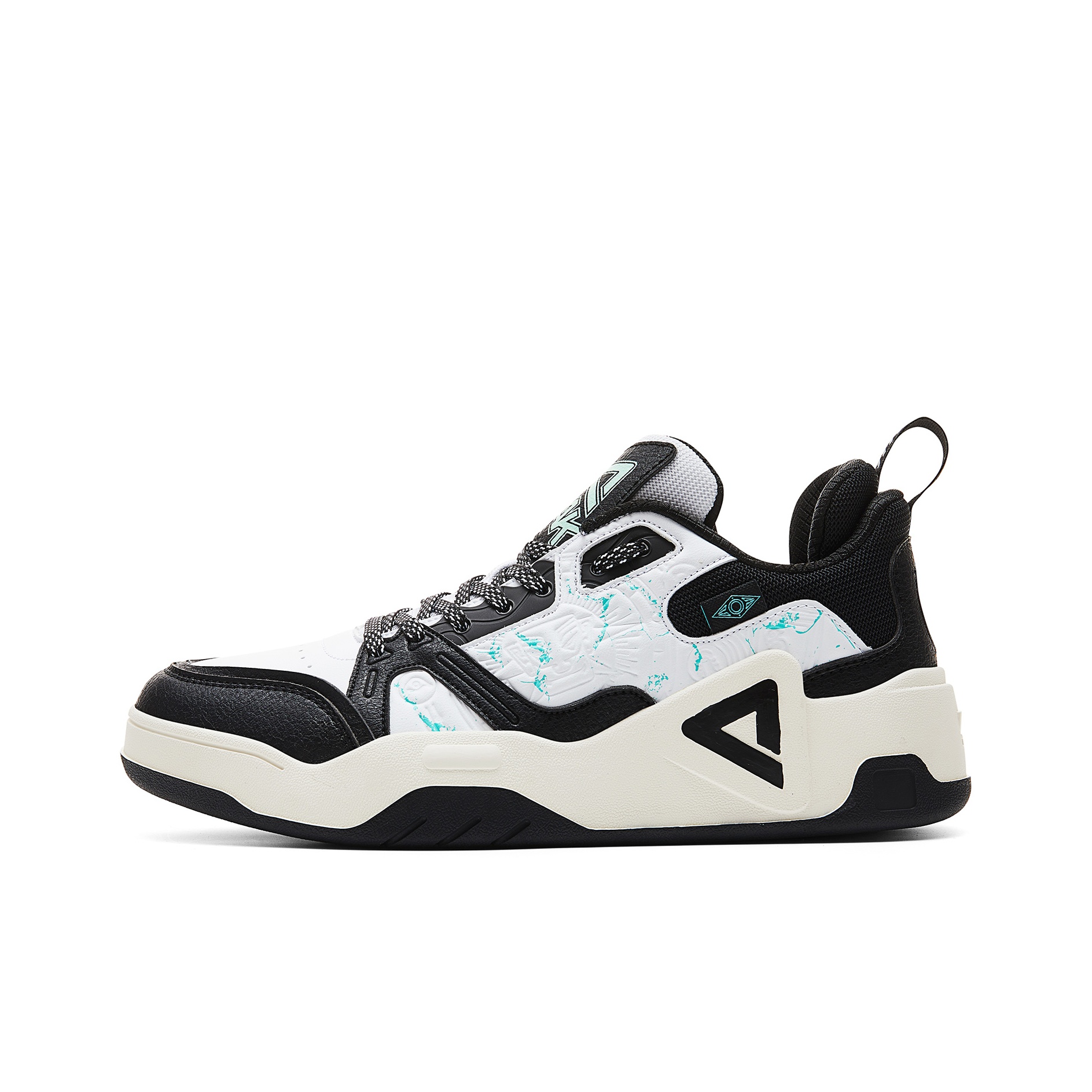 PEAK Skateboard Shoes Men Low-Top All White Black US M 9.5 PEAK Skateboard Shoes Men Low-Top All White Black US M 9.5
