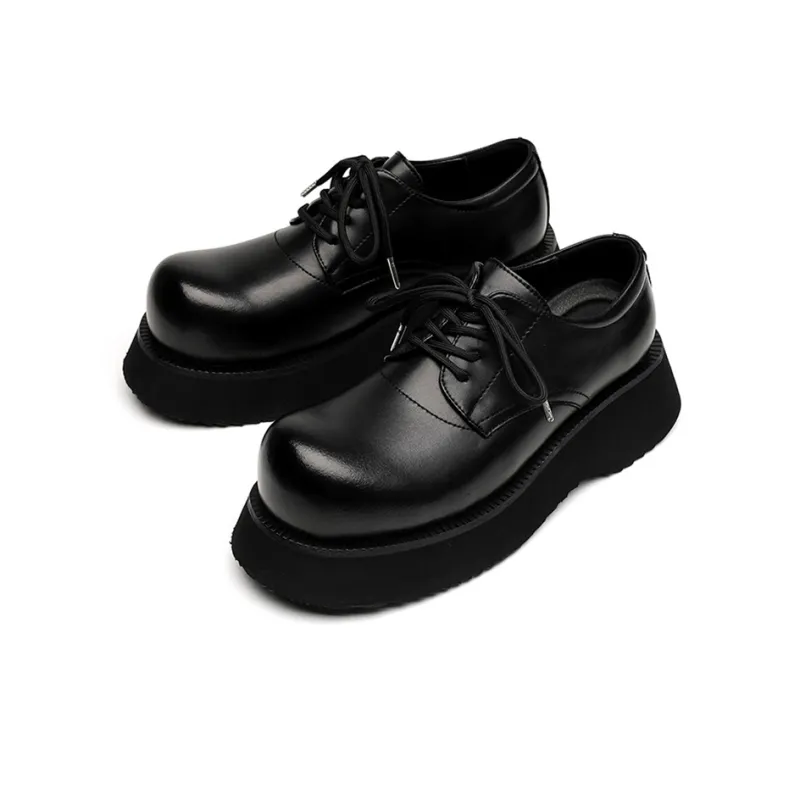 Zuogedu Fashionable Versatile Casual Shoes Oversized Trendy Derby Shoes Men's Black-3