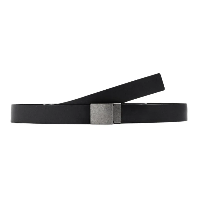 ZARA Solid Color Design Plate Buckle Cow Leather Leather Belts Men's Black-0