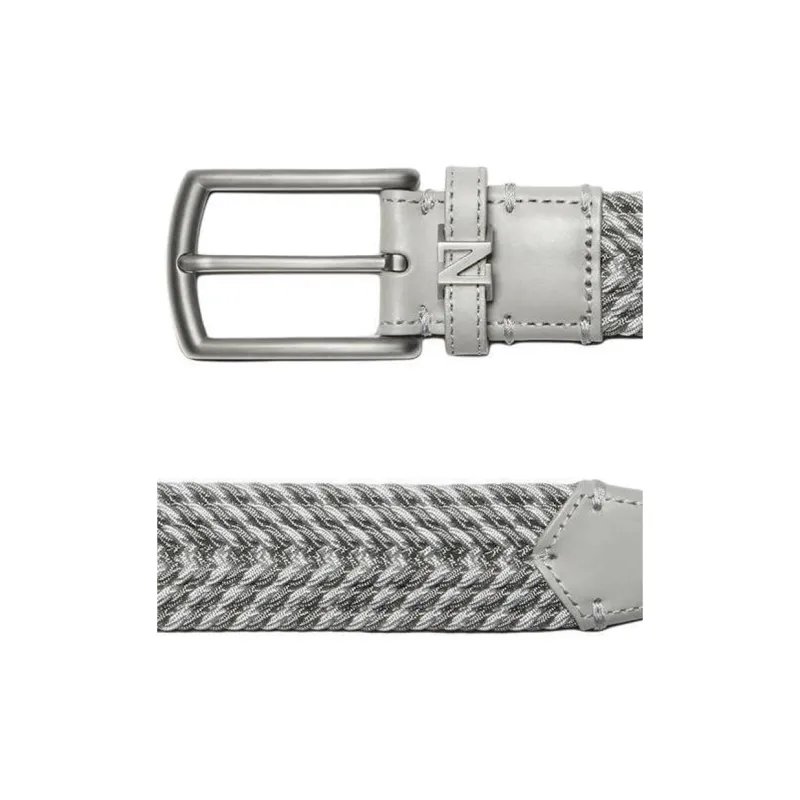 Zegna Rayon Leather Belts Men's Gray 3.2CM-1