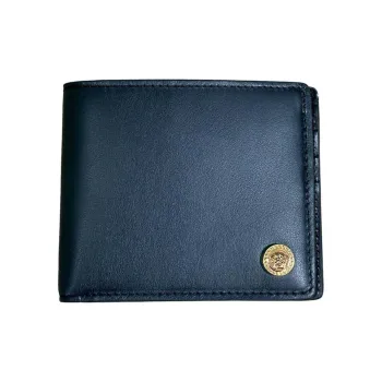 VERSACE Leather Wallet Men's Blue Black