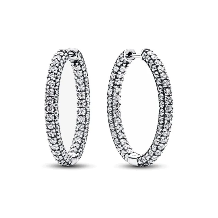 Pandora Sterling Silver, Cubic Zirconia Earrings Women's Silver-0