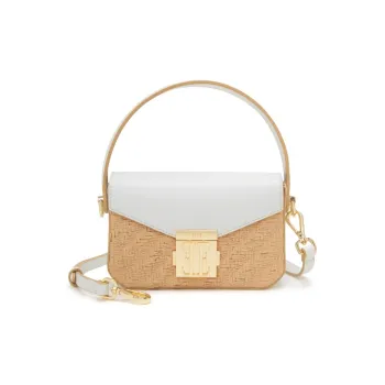 ELLE Fabric, Synthetic Leather Shoulder Bag, Crossbody Bag, Handbag Regular Women's White/Blue