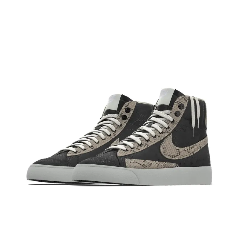 Nike Blazer Slip-Resistant Cushioning Wear-Resistant High-Top Skateboard Shoes Unisex Black Gray Color-2