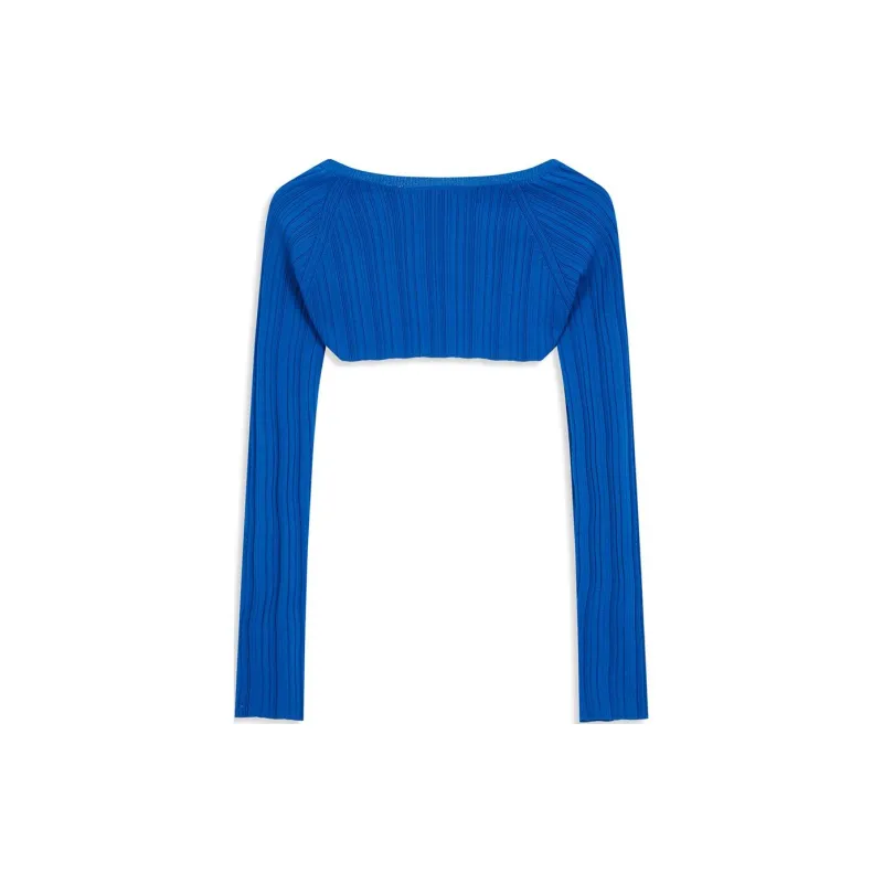 Open Yy PLEATED BOLERO CARDIGAN Knitwear Women's BIUE/Blue-1