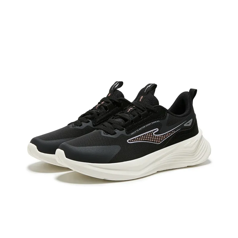 Erke Breathable Reflective Low Top Cushioning Outsole Casual Running Shoes Women's Black-2