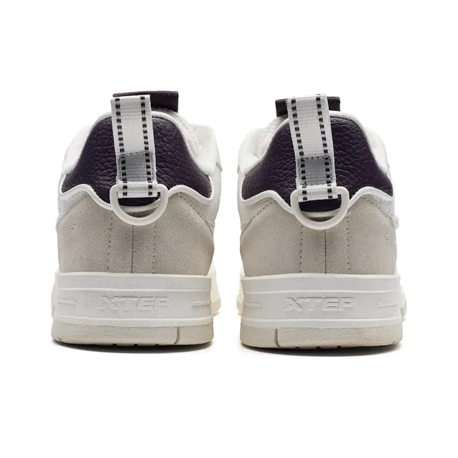 XTEP Thunder Dance Lightweight Low-Top Skateboard Shoes Women's Sail White/Dark Plum Sauce/Milk Tea White-5
