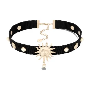 DIOR Resin Satin Metal Necklaces Women's Black