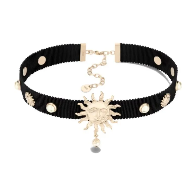 DIOR Resin Satin Metal Necklaces Women's Black-0