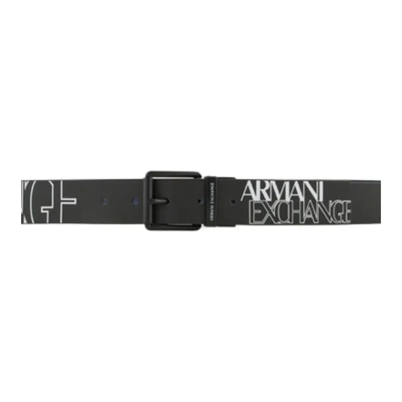 ARMANI EXCHANGE Multicolor Design Pin Buckle Split Cow Leather Leather Belts Men's Black Width 3.5CM-2