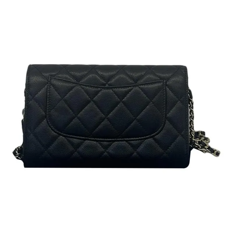 CHANEL WOC Leather With Litchi Grain Calfskin Shoulder Bag, Crossbody Bag Women's Black-4