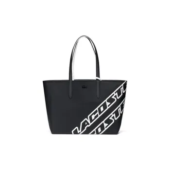 LACOSTE PVC Tote Bag Shopping Bag Handbag Shoulder Bag Large Size Women's Black