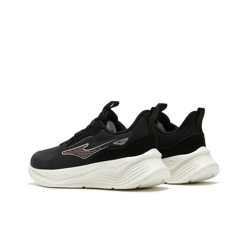 Erke Breathable Reflective Low Top Cushioning Outsole Casual Running Shoes Women's Black-3