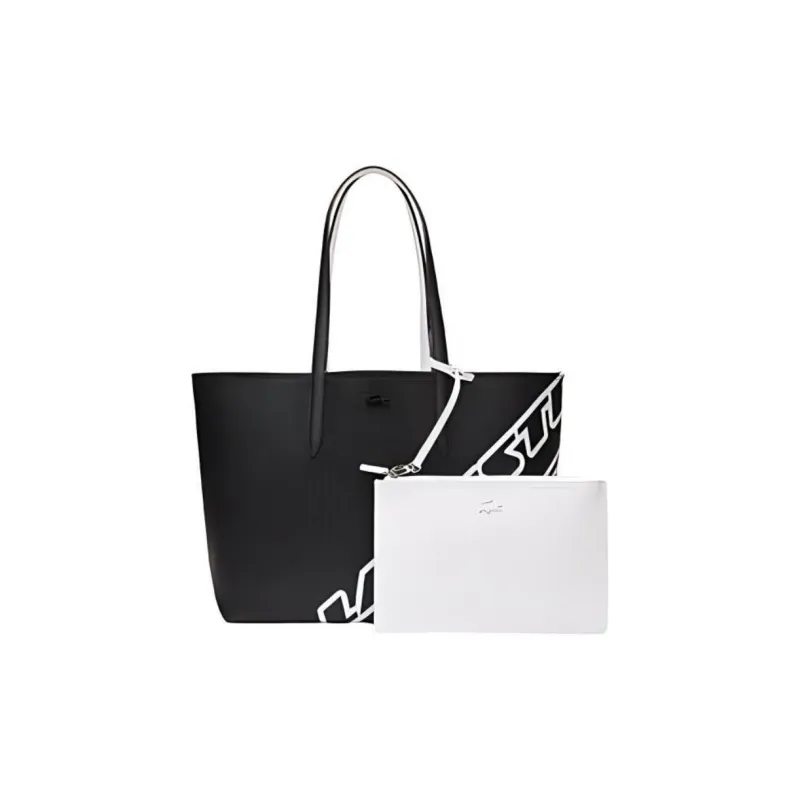 LACOSTE PVC Tote Bag Shopping Bag Handbag Shoulder Bag Large Size Women's Black-1