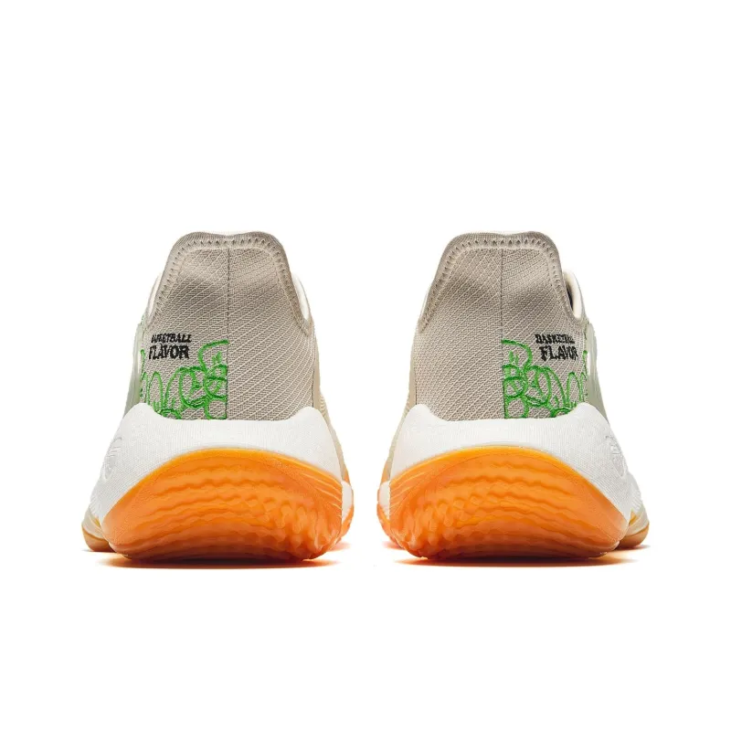 Anta 3 Point Rain 2 Shock Absorbers With Slip Resistant Features Low Top Basketball Shoes Men's Beige Orange Green-4