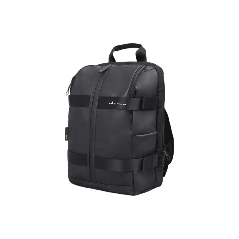 ECHOLAC Nylon Solid Color Versatile Casual Multifunction Backpack Large Size Men's Black-0