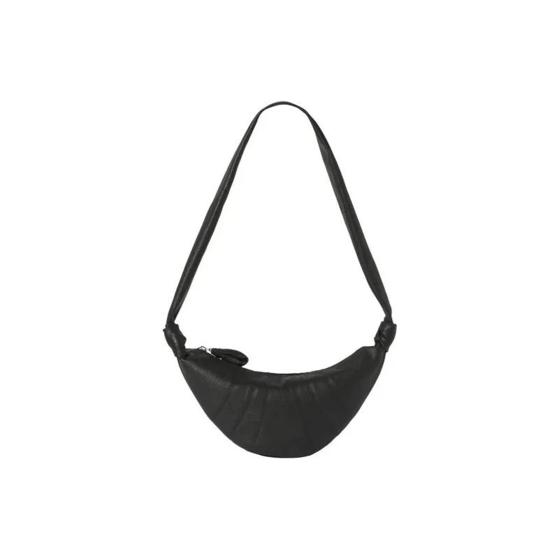 Lemaire Soft Leather Croissant Bag Crossover Bag Goat Horn Bag Portable Crossbody Bag Shoulder Bag Men's Black-2