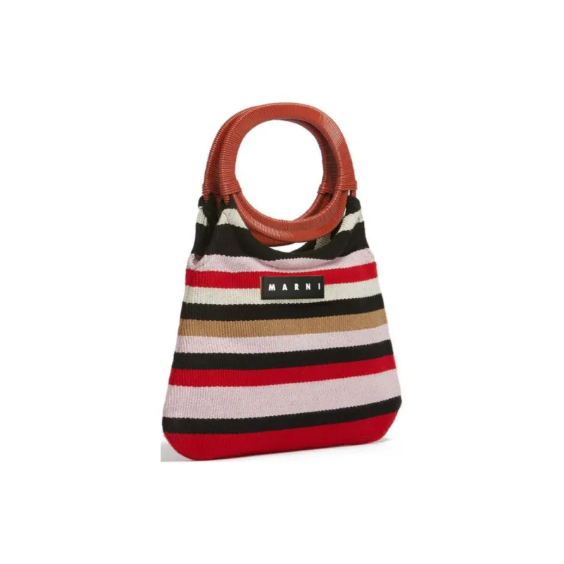 MARNI Cotton Jersey Handbag Women's Multicolor Stripes Red-1